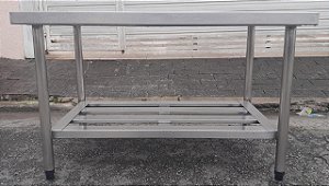 Mesa 100% Inox 1,00m. com Prateleira Gradeada [Usada]