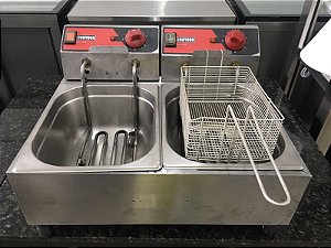 Fritadeira Elétrica Industrial 220V Inox com 2 Cestos de 4,5l [Usada] FC2B-2 Croydon