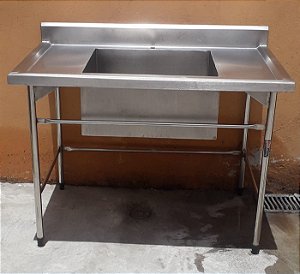 Pia 100% Inox com cuba central - 1,20mt  [Usada] Promaq