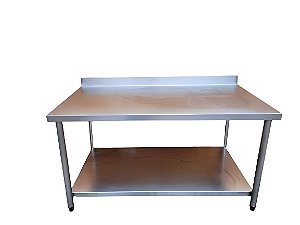 Mesa 100% Inox 1,30m. com Prateleira Lisa - [Usada]