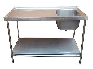 Pia 100% Inox com cuba direita - 1,35m [Usada]