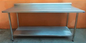 Mesa de Inox com prateleira inferior lisa 1,90m [Usada]