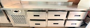 Balcão Refrigerado com 6 gavetas 100% Inox 430 - Jju Equipamentos [Usado]