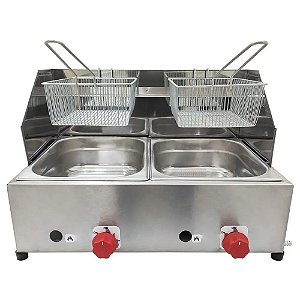 FRITADEIRA PROFISSIONAL A GÁS 2 CUBAS 5 LITROS FPC-02 [USADA]