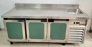 Balcão Refrigerado com 3 portas e cuba direita - 1.80m Ppienk [Usado]