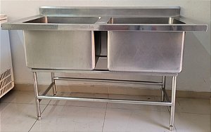 Pia com 2 Cubas Profundas 100% Inox [Usada]