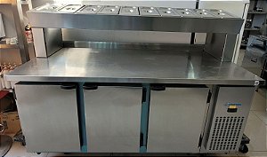 Balcão Refrigerado Inox Escovado Condimentadora 1,85m KBSCC-185D Kofisa 220v *GN's a parte* [Seminovo]