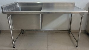 Pia 100% Inox 1.50m com cuba esquerda de 40cm [Usada]