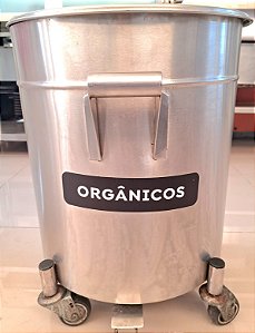 Lixeira em Aço Inox 80 Litros Atual com pedal e rodizio Inox em Aço Inox 304 - [Usada]