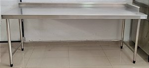 Bancada / Mesa de Inox - 1.88m com espelho/encosto [Usado]