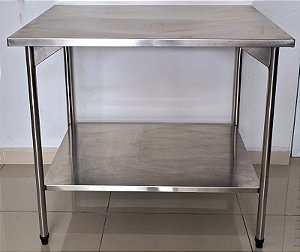 Mesa / Bancada de Inox 304 com prateleira inferior lisa 1m x 70 - Sulfisa [Usada]