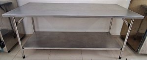 Mesa / Bancada de Inox com prateleira inferior lisa 1.90m - Fritomaq [Usada]