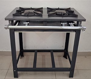 Fogão Industrial 2 Bocas 30X30 Baixa Pressão - 1 Queimador Simples e 1 Queimador Duplo [Usado]