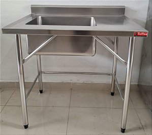 Pia / Bancada de Inox com cuba esquerda - 90cm Sulfisa [Usado]