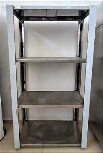 Estante Totalmente em Aço Inox 4 Planos - 1.85m x 1m x 40cm [Nova]