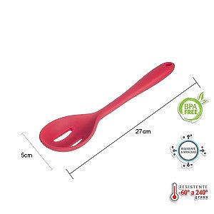 Colher Perfurada Silicone 27cm Vermelha WECK [Nova]