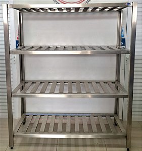 Estante Gradeada Totalmente em Inox - 4 Planos - 1.5m x 50cm x 1.8m [Usado]