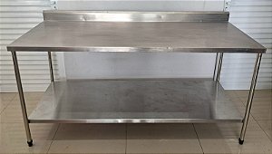 Bancada / Mesa de Inox com prateleira inferior lisa - 1.82m x 70cm x 90cm [Usada]