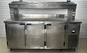 Balcão Refrigerado Inox Escovado Condimentadora 1,85m KBSCC-185D Kofisa 220v *GN's a parte* [Usado]