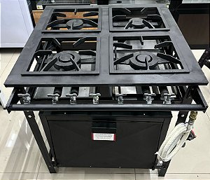 Fogão industrial classic baixa pressão 30 P7 4 bocas (2 duplos 2 simples) com pé com forno - ROA [Usado]