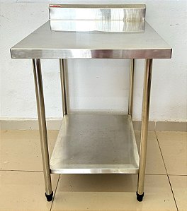 Mesa / Bancada de Inox 304 60x70x90cm Com 1 Prateleira Lisa - Maquinbal [Seminova]