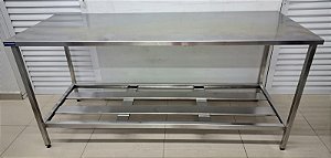 Bancada de Inox com prateleira inferior gradeada 190x70x90 [Usada]