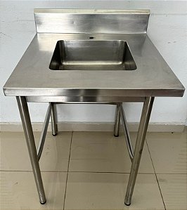 Bancada / Pia 100% Inox com cuba central 70x70x87cm [Usada]