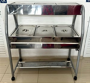 Buffet Duplo Térmico E Gelo X 06 GNS Luxo Cinza 220v Ibet [Usado]