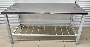 Bancada/ Mesa de Inox com os pés de ferro - 1.7m x 70cm x 90cm [Usada]