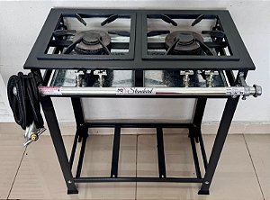 Fogão Industrial 2 Bocas Duplas Standard Baixa Pressão Grelhas Aço P5 30x30 [Seminovo]
