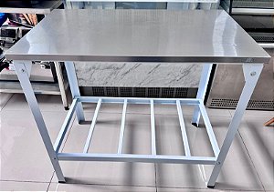 Bancada de Inox com pés de ferro 93x55x90cm [Seminova]