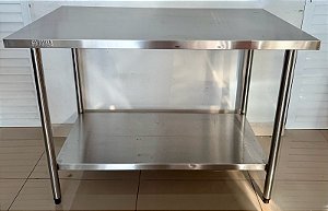Bancada / Mesa de Inox Com Prateleira Inferior Lisa 120x70x90cm - Fritomaq [Usado]