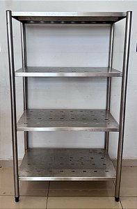 Estante de Aço Inox com 4 Planos Perfurados 88cm x 50cm x 155m [Usado]