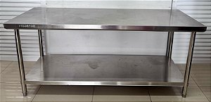 Mesa de Inox Bancada de 190X70x85cm c/ Prateleira Lisa FrigoPro [Usado]