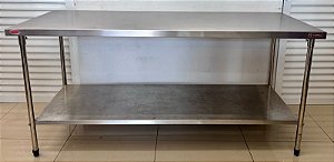 Bancada / Mesa de Aço Inox com Prateleira Inferior Lisa 180x65x90cm - Sulfisa [Usada]