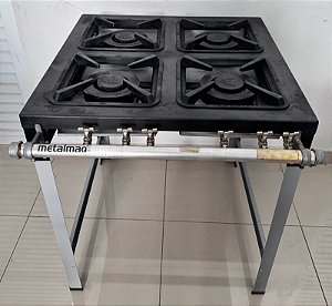 Fogão Industrial 4 bocas 30x30 Luxo Baixa Pressão Metalmaq [Usado]