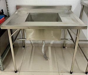 Bancada / Pia com cuba de Inox 1m x 70cm x 90cm - PA Equipamentos [Usada]