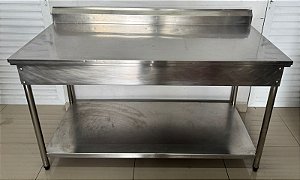 Bancada de Inox 150x70x90cm com Prateleira Inferior Lisa *Reforçada [Usada]