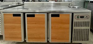 Balcão Refrigerado 03 Portas C/ Cuba Lado Direito 185cm x 70cm x 90cm [Usado]