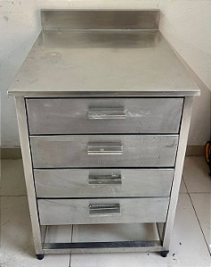 Mesa / Gaveteiro de Inox c/ 4 gavetas -