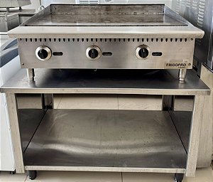 Chapa P/ Lanches A Gás 3 Queimadores Profissional 90cm 18mm Frigopro [Usada]