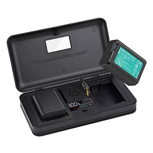 Kit Case Leitor Sd Carregador Duplo + 2 Baterias Np-Fw50