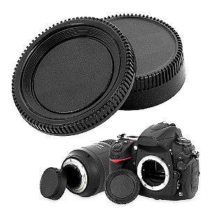 Kit Tampa Traseira Lente + Tampa Frontal Corpo Para Nikon