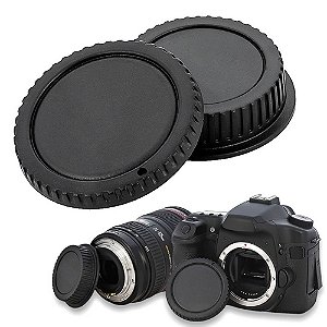 Kit Tampa Traseira Lente + Tampa Frontal Corpo Para Canon