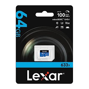 Cartão Memória Micro Sdxc Lexar 64gb 633x 100mbs