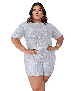 Shorts Feminino de Alfaiataria Plus Size