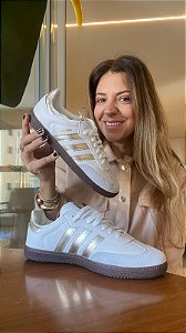 Tenis Samba Branco/Dourado