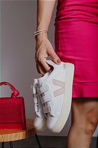 Tenis Vert/veja VELCRO branco/rose