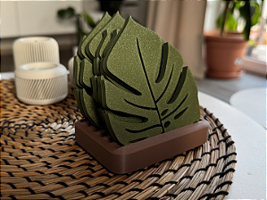 Porta Copos 3d folhagens 6 unidades com suporte