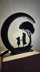 Abajur Mãe e Filha Lua em LED.
